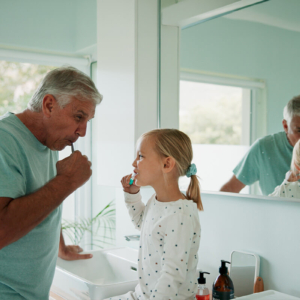 Papy Petite Fille Brossage Dents